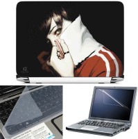 View FineArts Trying To Hide 3 in 1 Laptop Skin Pack With Screen Guard & Key Protector Combo Set(Multicolor) Laptop Accessories Price Online(FineArts)