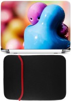 FineArts Hug Laptop Skin with Reversible Laptop Sleeve Combo Set(Multicolor)   Laptop Accessories  (FineArts)