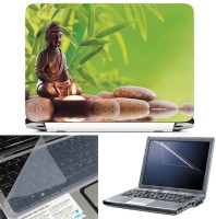 FineArts Buddha on Stone 3 in 1 Laptop Skin Pack With Screen Guard & Key Protector Combo Set(Multicolor)   Laptop Accessories  (FineArts)