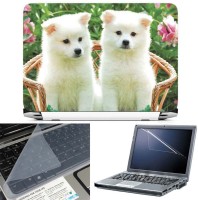 FineArts Two Puppy on Chair 3 in 1 Laptop Skin Pack With Screen Guard & Key Protector Combo Set(Multicolor)   Laptop Accessories  (FineArts)