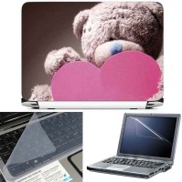 FineArts Valentines Day Cute Teddy 3 in 1 Laptop Skin Pack With Screen Guard & Key Protector Combo Set(Multicolor)   Laptop Accessories  (FineArts)