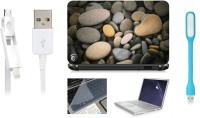 Print Shapes Stones Design Laptop Skin with Screen Guard ,Key Guard,Usb led and Charging Data Cable Combo Set(Multicolor)   Laptop Accessories  (Print Shapes)