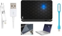 Print Shapes Blue Hexagon Laptop Skin with Screen Guard ,Key Guard,Usb led and Charging Data Cable Combo Set(Multicolor)   Laptop Accessories  (Print Shapes)