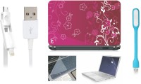 Print Shapes Pink White Leafs Combo Set(Multicolor)   Laptop Accessories  (Print Shapes)