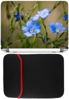 FineArts Blue Flowers Laptop Skin with Reversible Laptop Sleeve Combo Set(Multicolor)   Laptop Accessories  (FineArts)