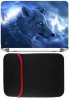 FineArts Wolf Sayings Laptop Skin with Reversible Laptop Sleeve Combo Set(Multicolor)   Laptop Accessories  (FineArts)
