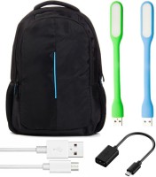 Anweshas 5 in 1 Combo of Laptop Bag Backpack with Two Usb Led Light, Otg and Charging Cabl Combo Set(Black)   Laptop Accessories  (Anweshas)