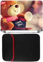 FineArts I Love You Teddy Laptop Skin with Reversible Laptop Sleeve Combo Set(Multicolor)   Laptop Accessories  (FineArts)