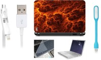 Print Shapes Burning Lava Sculpture Laptop Skin with Screen Guard ,Key Guard,Usb led and Charging Data Cable Combo Set(Multicolor)   Laptop Accessories  (Print Shapes)