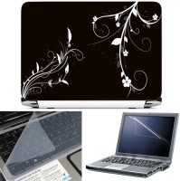 FineArts Abstract Floral Black Back 1 3 in 1 Laptop Skin Pack With Screen Guard & Key Protector Combo Set(Multicolor)   Laptop Accessories  (FineArts)
