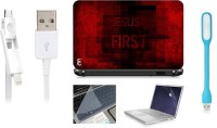 Print Shapes Jesus is First Laptop Skin with Screen Guard ,Key Guard,Usb led and Charging Data Cable Combo Set(Multicolor)   Laptop Accessories  (Print Shapes)