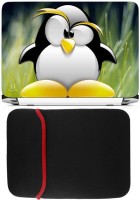View FineArts Penguin Cartoon Laptop Skin with Reversible Laptop Sleeve Combo Set(Multicolor) Laptop Accessories Price Online(FineArts)