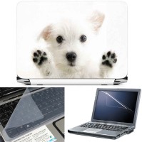 View FineArts Puppy 3 in 1 Laptop Skin Pack With Screen Guard & Key Protector Combo Set(Multicolor) Laptop Accessories Price Online(FineArts)
