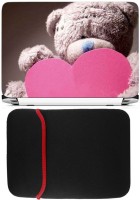FineArts Big Teddy Laptop Skin with Reversible Laptop Sleeve Combo Set(Multicolor)   Laptop Accessories  (FineArts)