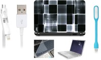 Print Shapes Black and White Laptop Skin with Screen Guard ,Key Guard,Usb led and Charging Data Cable Combo Set(Multicolor)   Laptop Accessories  (Print Shapes)