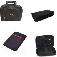 De-techinn Combo Of 4 In 1 Laptop Bag,Hard disk bag, Laptop Sleeves With 80 cd storage Bag Combo Set(Black, Multi colour)   Laptop Accessories  (De-TechInn)