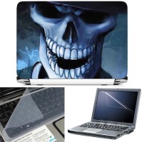 FineArts Skull Blue 3 in 1 Laptop Skin Pack With Screen Guard & Key Protector Combo Set(Multicolor)   Laptop Accessories  (FineArts)