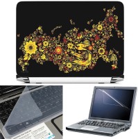 FineArts Yellow Flowers 3 in 1 Laptop Skin Pack With Screen Guard & Key Protector Combo Set(Multicolor)   Laptop Accessories  (FineArts)