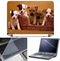 View FineArts Five Cute Dogs 3 in 1 Laptop Skin Pack With Screen Guard & Key Protector Combo Set(Multicolor) Laptop Accessories Price Online(FineArts)