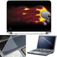 FineArts Skull Fire 3 in 1 Laptop Skin Pack With Screen Guard & Key Protector Combo Set(Multicolor)   Laptop Accessories  (FineArts)