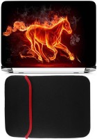 FineArts Neon Horse Laptop Skin with Reversible Laptop Sleeve Combo Set(Multicolor)   Laptop Accessories  (FineArts)