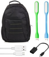 View Anweshas 5 in 1 Combo of Laptop Bag Backpack with Two Usb Led Light, Otg and Charging Cable Combo Set(Black) Laptop Accessories Price Online(Anweshas)