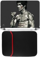 FineArts Brucelee Laptop Skin with Reversible Laptop Sleeve Combo Set(Multicolor)   Laptop Accessories  (FineArts)