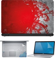 FineArts Red and Gray Abstract 4 in 1 Laptop Skin Pack with Screen Guard, Key Protector and Palmrest Skin Combo Set(Multicolor)   Laptop Accessories  (FineArts)