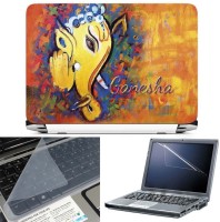 FineArts Ganesha Rangoli 3 in 1 Laptop Skin Pack With Screen Guard & Key Protector Combo Set(Multicolor)   Laptop Accessories  (FineArts)