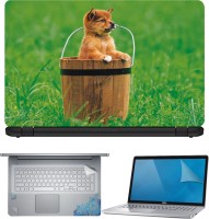 FineArts Cute Dog in Bucket 4 in 1 Laptop Skin Pack with Screen Guard, Key Protector and Palmrest Skin Combo Set(Multicolor)   Laptop Accessories  (FineArts)