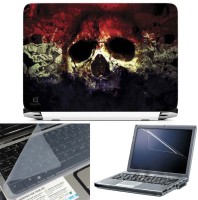 FineArts Skull Red White Blue 3 in 1 Laptop Skin Pack With Screen Guard & Key Protector Combo Set(Multicolor)   Laptop Accessories  (FineArts)