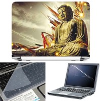FineArts Buddh Big Statue 3 in 1 Laptop Skin Pack With Screen Guard & Key Protector Combo Set(Multicolor)   Laptop Accessories  (FineArts)