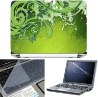 FineArts Green Floral Butterfly 3 in 1 Laptop Skin Pack With Screen Guard & Key Protector Combo Set(Multicolor)   Laptop Accessories  (FineArts)