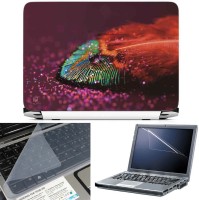FineArts Drop Feather Rainbow Purple 3 in 1 Laptop Skin Pack With Screen Guard & Key Protector Combo Set(Multicolor)   Laptop Accessories  (FineArts)