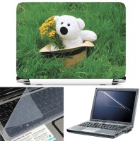 FineArts Teddy in Cap 3 in 1 Laptop Skin Pack With Screen Guard & Key Protector Combo Set(Multicolor)   Laptop Accessories  (FineArts)