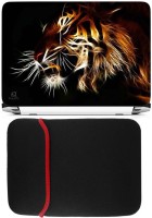 FineArts Tiger Face Laptop Skin with Reversible Laptop Sleeve Combo Set(Multicolor)   Laptop Accessories  (FineArts)