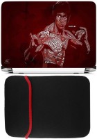 FineArts Brucelee Red Laptop Skin with Reversible Laptop Sleeve Combo Set(Multicolor)   Laptop Accessories  (FineArts)