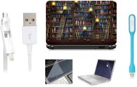 Print Shapes libraray Laptop Skin with Screen Guard ,Key Guard,Usb led and Charging Data Cable Combo Set(Multicolor)   Laptop Accessories  (Print Shapes)