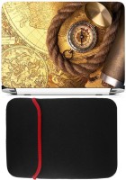 FineArts Compass 4 Skin Laptop Skin with Reversible Laptop Sleeve Combo Set(Multicolor)   Laptop Accessories  (FineArts)