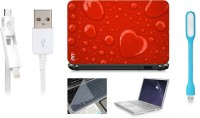 View Print Shapes Heart Bubbles Laptop Skin with Screen Guard ,Key Guard,Usb led and Charging Data Cable Combo Set(Multicolor) Laptop Accessories Price Online(Print Shapes)