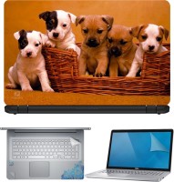 FineArts Five Cute Dogs 4 in 1 Laptop Skin Pack with Screen Guard, Key Protector and Palmrest Skin Combo Set(Multicolor)   Laptop Accessories  (FineArts)