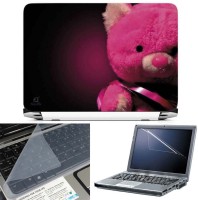 FineArts Pink Teddy Bear 3 in 1 Laptop Skin Pack With Screen Guard & Key Protector Combo Set(Multicolor)   Laptop Accessories  (FineArts)