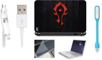 Print Shapes Red symbols Laptop Skin with Screen Guard ,Key Guard,Usb led and Charging Data Cable Combo Set(Multicolor)   Laptop Accessories  (Print Shapes)
