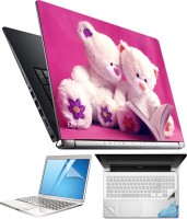 View FineArts Teddy On Pink 4 in 1 Laptop Skin Pack with Screen Guard, Key Protector and Palmrest Skin Combo Set(Multicolor) Laptop Accessories Price Online(FineArts)