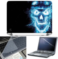 FineArts Skull Blue Black Back 3 in 1 Laptop Skin Pack With Screen Guard & Key Protector Combo Set(Multicolor)   Laptop Accessories  (FineArts)