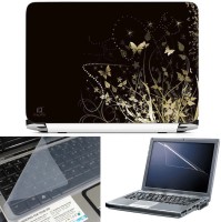 FineArts Butterfly Floral Abstract Black Back 3 in 1 Laptop Skin Pack With Screen Guard & Key Protector Combo Set(Multicolor)   Laptop Accessories  (FineArts)
