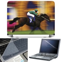 View FineArts Horse Racing 3 in 1 Laptop Skin Pack With Screen Guard & Key Protector Combo Set(Multicolor) Laptop Accessories Price Online(FineArts)