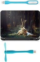 Print Shapes girl deer forest blood trees Combo Set(Multicolor)   Laptop Accessories  (Print Shapes)