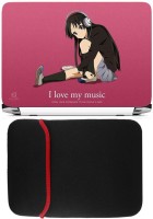 FineArts I Love My Music Laptop Skin with Reversible Laptop Sleeve Combo Set(Multicolor)   Laptop Accessories  (FineArts)