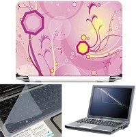 FineArts Abstract Pink Back 3 in 1 Laptop Skin Pack With Screen Guard & Key Protector Combo Set(Multicolor)   Laptop Accessories  (FineArts)